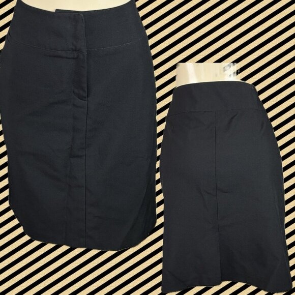 New York & Company 14 Black Zip Front Slit Back Knee Length Pencil Skirt - Picture 1 of 6